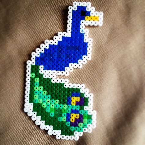 Hama bead peacock by my daughter, from a cross stitch pattern. Peacock Perler Beads Pattern, Peacock Perler Beads, Geek Embroidery, Perler Animals, Perler Creations, Seed Bead Jewelry Patterns, Diy Beaded Rings, Pearl Beads Pattern, Easy Perler Beads Ideas