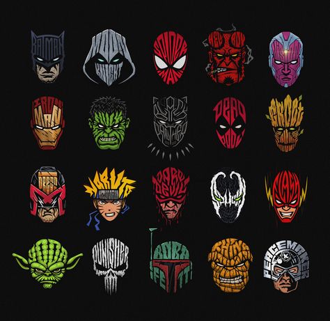 HERO LOGO COLLECTION on Behance Avengers Characters Logo, Superhero Vector, Illustration Design Graphique, Batman Fan Art, Joe Black, Hero Logo, Popular Characters, Marvel Wallpaper, Logo Collection