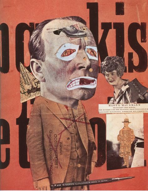 Raoul Hausmann - Collage - (1918) - Imgur Dada Art Movement, Dadaism Art, Hannah Höch, Raoul Hausmann, Hannah Hoch, John Heartfield, Kunst Collages, Dada Artists, Hans Richter