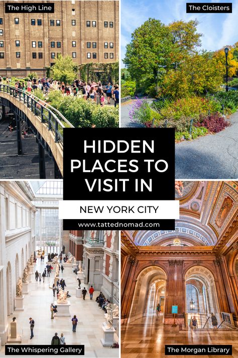 Unlock the secrets of NYC with these hidden gems! From the whispering gallery in Grand Central Terminal to the medieval marvels of The Cloisters, discover a side of the city that's off the beaten path. #NYCHiddenGems #ExploreNYC Hidden Nyc Secret Places, Manhattan Places To Visit, New York Secret Places, Hotels Near Central Park New York, The Cloisters Nyc, Hidden Gems Nyc, New York Movie Locations, New York Hidden Gems, Must See New York City