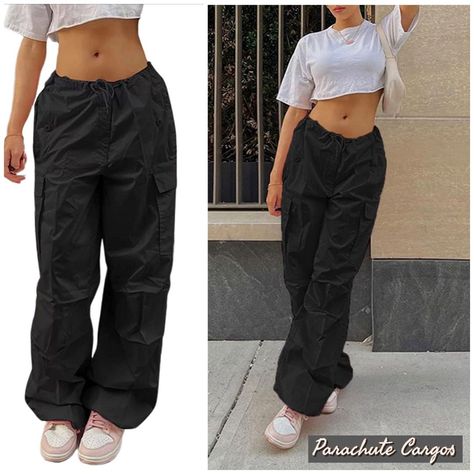 Womens loose parachute wide leg pants with a drawstring, shop to see the other colours avaliable. The perfect pair of cargos for a streat wear Y2k Trousers, Best Valentine Gift, Trousers Casual, Trouser Pocket, Cargo Trousers, Valentines Gift, Low Waist, Baggy Fits, Parachute Pants