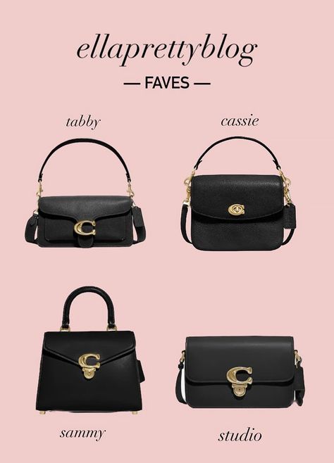 classic black coach bags tabby cassie sammy studio Coach Bag Black, Coach Black Bag, Best Coach Bags, Coach Bag Outfit, Coach Pillow Tabby, Coach Pillows, Pillow Tabby, Black Coach Bag, Designer Things