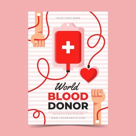 World Blood Donor Day, Blood Donor Day, Flat World, Blood Donor, Download Poster, Blood Donation, Vertical Poster, Poster Template, Graphic Resources