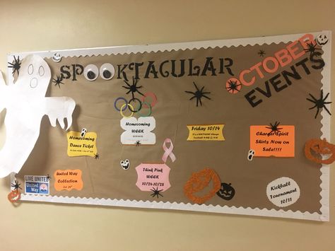 Bulletin Board High School, Monster Bulletin Boards, High School Events, High School Bulletin Boards, Ra Door Decs, Halloween Bulletin Boards, Ra Bulletins, Ra Bulletin Boards, Pink Live