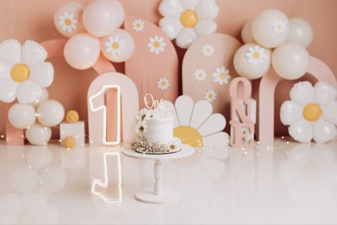 1st Birthday Photoshoot Daisy Theme, Daisy Theme Smash Cake, Daisy 1 Year Photoshoot, Daisy Theme Smash Cake Photoshoot, Daisy Theme Photoshoot, Daisy Theme Cake Smash, Daisy First Birthday Theme Backdrop, Isnt She Onederful Birthday Theme Daisy, Daisy Cake Smash Photoshoot