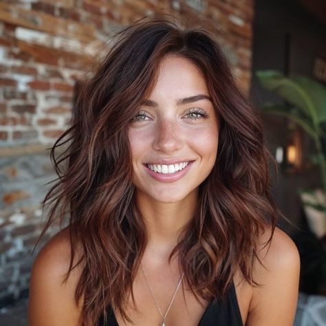 Dark Brown Hair With Highlights, Deep Brown Hair, Trendy Fall Hair Color, Pale Skin Hair Color, 2024 Hair Trends, Auburn Highlights, Hair With Highlights, Hairstyle Bun, Fall Hair Cuts