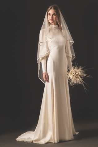 Turtleneck Wedding Dress, Temperley London Wedding Dress, Temperley London Bridal, Wedding Dress And Veil, Baju Kahwin, Off White Wedding Dresses, Destination Wedding Dress, Contemporary Dresses, Sleeve Wedding Dress