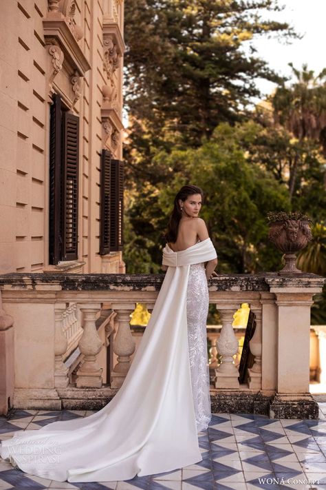 Beaded Mermaid Wedding Dress, 2023 Wedding Dresses, Wona Concept, Minimalist Wedding Gown, Wedding Dress Detachable Skirt, A Line Ball Gown, Chic Bridal Gown, Glam Wedding Dress, Alta Moda Bridal