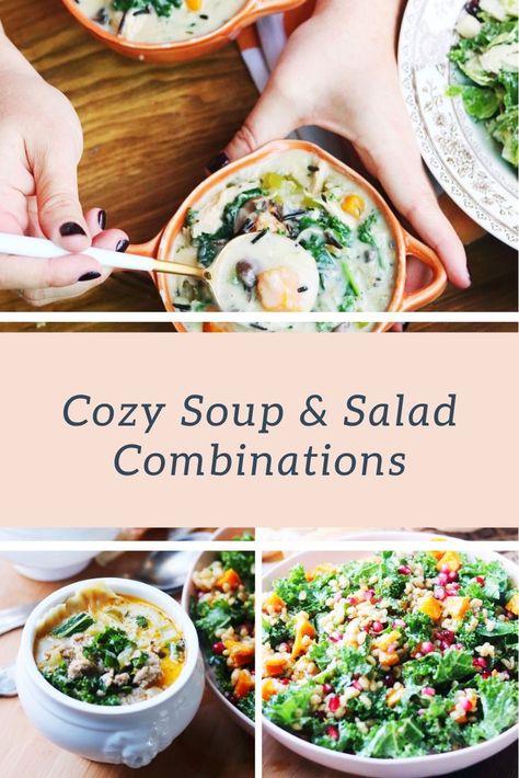 Best Soup And Salad Combo, Soup And Salad Ideas, Soup Salad Combo, Healthy Soup And Salad Combos, Fall Soup And Salad Combo, Soup And Salad Dinner, Salad Combinations, Soup And Salad Combo, Soup Pairings