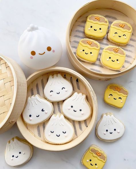 Dim Sum Party, Cookie Decorating Icing, Xiao Long Bao, Soup Dumplings, 100 Day Celebration, Kawaii Dessert, Boy Birthday Party Themes, Baby Boy First Birthday, Sugar Cookie Designs