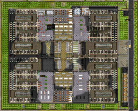 Prison Layout Design, Prison Architect Game Layout, Prison Architect Layout, Prison Architect, Online Games, Exterior Design, City Photo, Architects, Fort