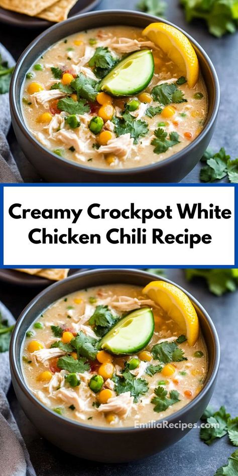 Looking for creamy chicken recipes? Try this Creamy Crockpot White Chicken Chili Recipe! Perfect for chicken crockpot recipes, it’s a flavorful option for crockpot meals and easy dinner ideas. Crock Pot Rotel, Chili Recipe Crock Pot, White Chicken Chili Slow Cooker, White Chicken Chili Recipe, Chicken Chili Crockpot, Slow Cooker Chicken Chili, Creamy White Chicken Chili, Crockpot White Chicken Chili, White Chili Chicken Recipe