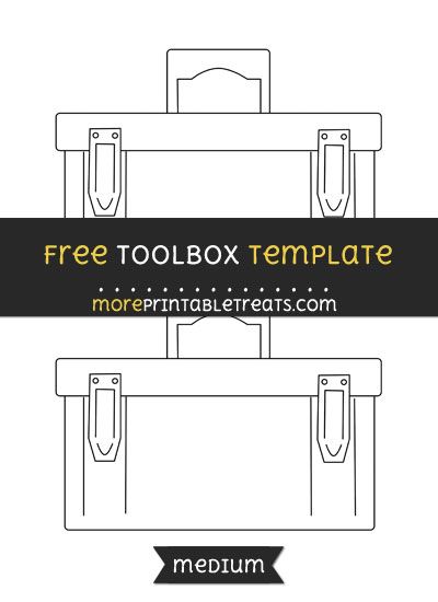 Free Toolbox Template - Medium Computer Paper, Construction Theme, Church Crafts, Construction Party, Garage Tools, Black And White Lines, Fathers Day Crafts, Templates Printable Free, Box Template