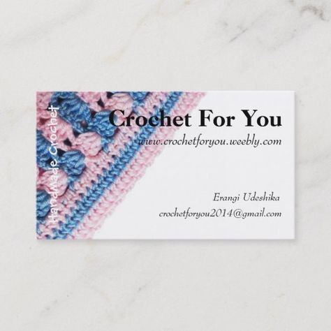 Crochet business card with Real crochet texture Business Crochet, Texture Crochet, Crochet Texture, Sewing Essentials, Crochet Business, Visiting Cards, Craft Stick Crafts, Elephant Gifts, White Elephant Gifts