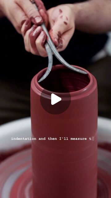 Florian Gadsby on Instagram: "Throwing the components for a lidded jar, in fact, you may have seen me trim this vessel a week ago, (you can scroll back in my feed a little bit to see how this pot ends up looking).   I’ve mixed this coarse red stoneware with 50% of my usual, smooth high-iron clay body, this makes it a more pleasant experience to throw with as otherwise it’s almost too gritty to work with on the wheel. There’s also some bronze inclusions in the mix, sprinkled in and wedged thoroughly to properly incorporate them. These should turn into red flecks that cover the surface, like blossom almost, set amongst clay that’ll reduction fire too crimson tone.   Instead of my convoluted method of measuring the opening here, you can also find callipers that measure both from more sides at Covered Jars Pottery, Lidded Pottery Ideas, Lidded Jars Pottery, Florian Gadsby, How To Make Ceramic, Wheel Thrown Ceramics, Wheel Throwing, High Iron, Art Things