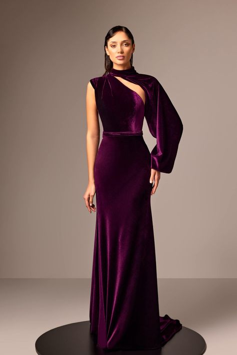 Her Trove - One sleeve velvet dress