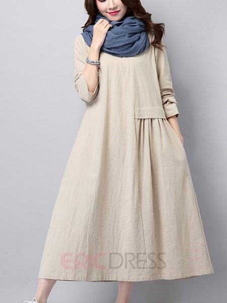 Pleats Fashion, Linen Casual Dress, Corak Menjahit, Pleated Fashion, Long Dress Plus Size, Sukienki Plus Size, Cheap Dress, 여름 스타일, Linen Fashion