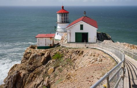 Pt Reyes Lighthouse in California California Lighthouses, Point Reyes Lighthouse, California Attractions, Point Reyes National Seashore, California Coastline, Lighthouse Pictures, Point Reyes, Marin County, California Coast