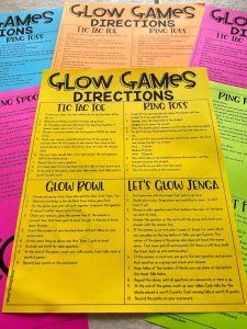 Glow Stick Scavenger Hunt, Glow Sticks Games, Reading Glow Party, Glow Day Classroom Games, Glow Room Transformation, Elementary School Glow Dance, Middle School Glow Dance, Elementary School Dance Activities, Glow Party Activities For Kids