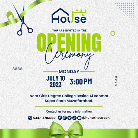 We are delighted to invite you to the Opening Ceremony of Hunar House Training & Business Solutions.Your presence at the opening of Hunar House Training and Business Solutions will be highly valued, and we look forward to celebrating this significant milestone with you. Thank you for your attention, and we eagerly await your response and look forward to welcoming you on this momentous day. Warm regards: Team Hunar House #hunarhouse #muzaffarabad #openingceremony #computercourses #freelancing Training Business, Social Media Advertising Design, College Degree, Opening Ceremony, Advertising Design, Business Solutions, You Are Invited, No Response, Train