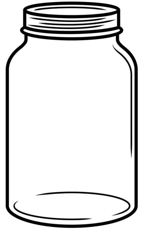 Mason Jar Line Drawing, Mason Jar Printables Templates, Jar Sketch Drawings, Printable Mason Jar Template, Mason Jar Keychain, How To Draw A Jar, Jar Sketch, Mason Jar Drawing, Mason Jar Template