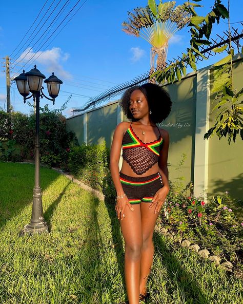 ❤️African art 🌺✨ 💛An Afrocentric spin on the Serenity Set! This crochet two-piece is the perfect beach or poolside outfit in this sunny climate☀️ 💚It’s handcrafted to perfection with breathable and lightweight stitches, using the fastest-drying yarn, so you can be fully dry after swimming, in just 20 minutes! 🖤Where would you take this set? 🏷️ GHC 470 ✨DM to order ✨Made-to-measure ✨Delivered 7-21 days after payment #crochet #crochetersofinstagram #crochetaddict #crochetdesign #crochetf... Crochet 2 Piece, Crochet Fits, Poolside Outfit, Crochet Two Piece, Crochet Outfits, Crochet Aesthetic, Faux Locs Hairstyles, Crocheted Items, Crochet Clothing And Accessories