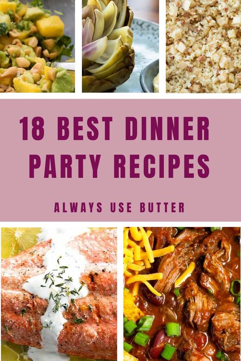 Looking to impress your guests at your next dinner party? Check out our collection of delicious and easy-to-make recipes that are perfect for entertaining. From appetizers to desserts, we have got you covered. Whether you prefer classic dishes or want to try something new, these dinner party recipes are sure to be a hit with everyone at the table. Get ready to host a memorable and stress-free evening with these mouth-watering ideas! Dinner For House Guests, Best Dinner Party Meals, Party Dinner Ideas Main Dishes, Easy Party Dinner, Upscale Recipes, Easy Dinner Party Menu Ideas, Dinner Guests Recipes, Dinner Party Meals, Dinner Party Food Ideas