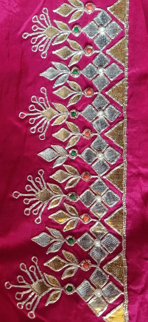 Handmade Saree, Hand Work Design, Embroidery Store, Gotta Work, Abstract Embroidery, Hand Embroidery Dress, Gotta Patti, Kantha Embroidery, Gota Work