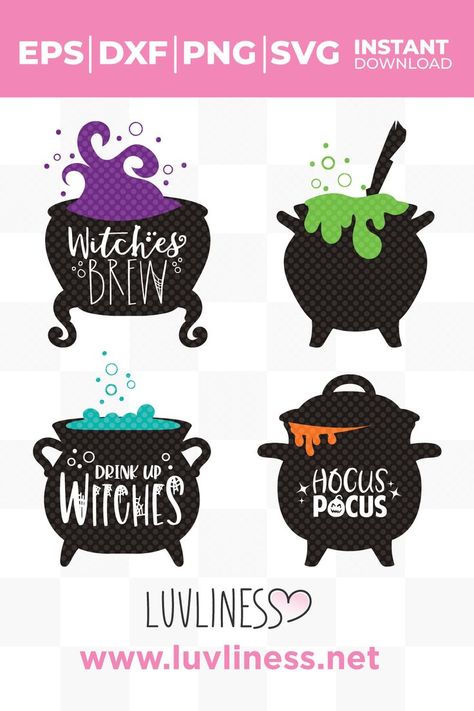 Witches Brew Drink, 4 Witches, Hocus Pocus Witches, Drink Up Witches, Witch Silhouette, Witches Cauldron, Halloween Vector, Pixel Art Pattern, Witches Brew