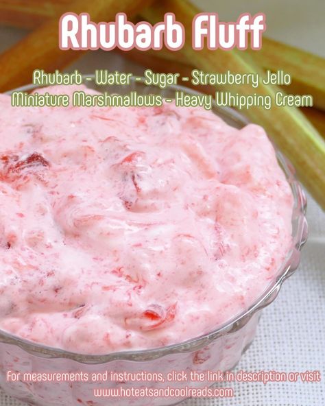 Rhubarb Fluff, Rhubarb Jello, Jello Deserts, Easy Rhubarb Recipes, Rhubarb Desserts Recipes, Rhubarb Dump Cakes, Jello Fruit, Fluff Salad, Rhubarb Desserts