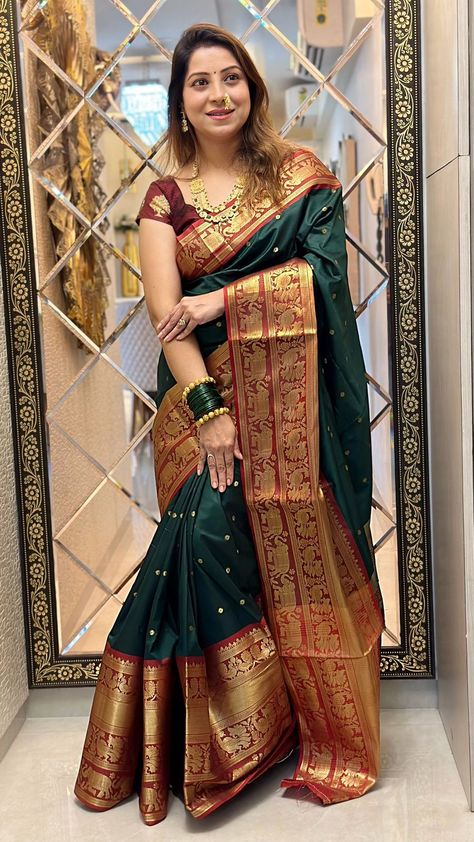 Marathi Saree, Hand Beaded Embroidery, Desi Fashion Casual, Half Saree Designs, Jewellery Indian, Saree Designs Party Wear, Pattu Saree, Indian Aesthetic, Bridal Jewellery Indian