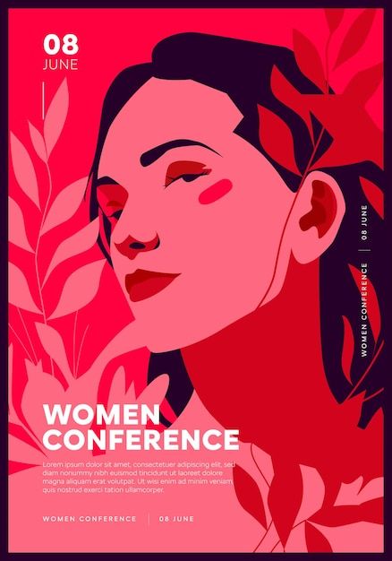 Women Event Poster, Woman Poster Design, Conference Poster Design, Women Graphic Design, Vector Poster Design, Feminine Poster, Women Conference, Poster Women, Conference Poster