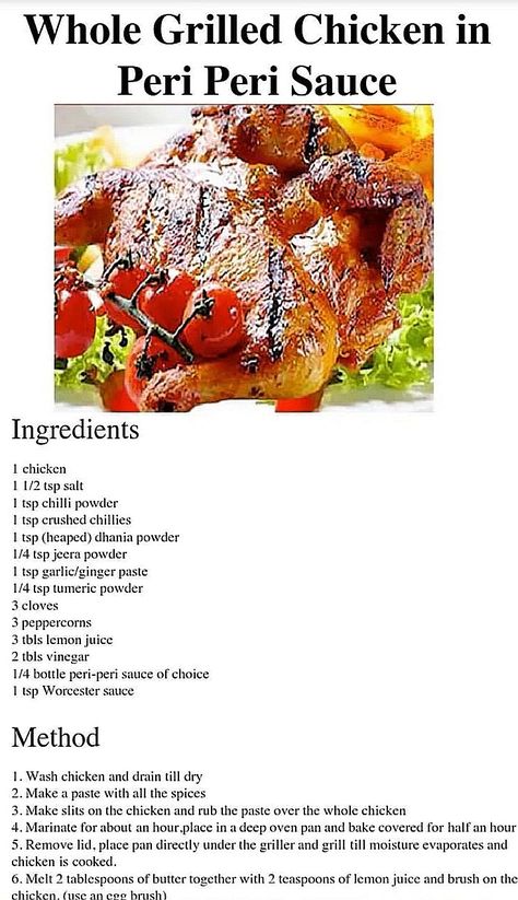 Grilled Peri Peri Chicken Peri Chicken Recipe, Peri Peri Chicken Recipe, Airfry Recipes, Homemade Recipe Books, Peri Chicken, Baked Recipes, Peri Peri Chicken, Tasty Meals, Tasty Chicken