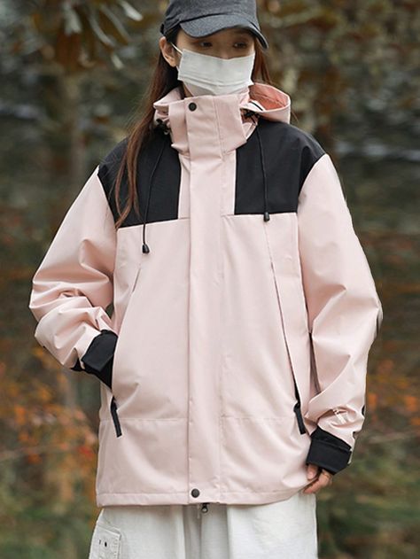 Color Block Hooded Windbreaker For Women, Fashionable Spring Autumn Outdoor Casual Jacket Pink Casual  Long Sleeve Woven Fabric Colorblock Windbreaker Non-Stretch Spring/Fall,All,Fall/Winter Women Clothing, size features are:Bust: ,Length: ,Sleeve Length: Colorblock Windbreaker, Navy Hats, Vintage Casual, Kids Beachwear, Casual Jacket, Maternity Bag, Winter Women, Girls Tshirts, All Fashion