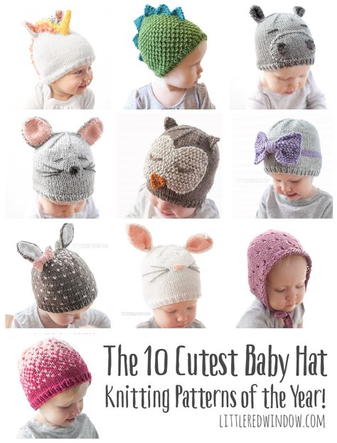 If you love baby hat knitting patterns you've come to the right place! Here are the 10 cutest Baby Hat Knitting Patterns of 2017! Baby Hat Knitting Patterns, Pola Topi, Diy Sy, Baby Hat Knitting Pattern, Easy Knitting Projects, Baby Hat Patterns, Hat Knitting, Baby Hats Knitting, Hat Knitting Patterns