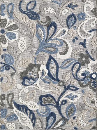 Lark Manor Gahanna Floral Gray/Blue Indoor / Outdoor Area Rug | Wayfair Bold Rugs, Kas Rugs, Country Area Rugs, Country Rugs, Outdoor Patio Space, Blue Grey Rug, Coastal Blue, Indoor Outdoor Living, Outdoor Area Rug