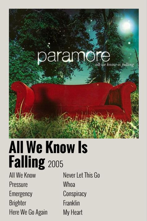 all we know is falling - paramore Paramore Band, All We Know Is Falling, Paramore Hayley Williams, Music Poster Design, All We Know, Hayley Williams, Band Posters, Paramore, Music Poster