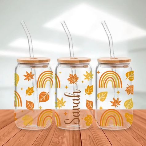 Personalized Iced Coffee Cup 16oz Glass Cup, Custom Glass Lid and Straw, Bridesmaid Proposal Gift Glass can coffee cup Autumn Fall beer .. . . . . . #etsyseller #etsycoffee #coffeecup #coffeelover #giftsforher Fall Beers, Bridesmaid Proposal Gifts, Iced Coffee Cup, Proposal Gifts, Custom Glass, Bridesmaid Proposal, Glass Cup, Autumn Fall, Iced Coffee