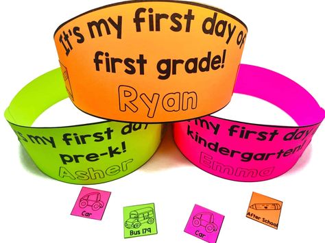 Free First Day Of School Hats School Hats, Teacher Checklist, Used Bus, School Car, Classroom Birthday, Beginning Of Year, Classroom Freebies, Birthday Book, Free Teacher