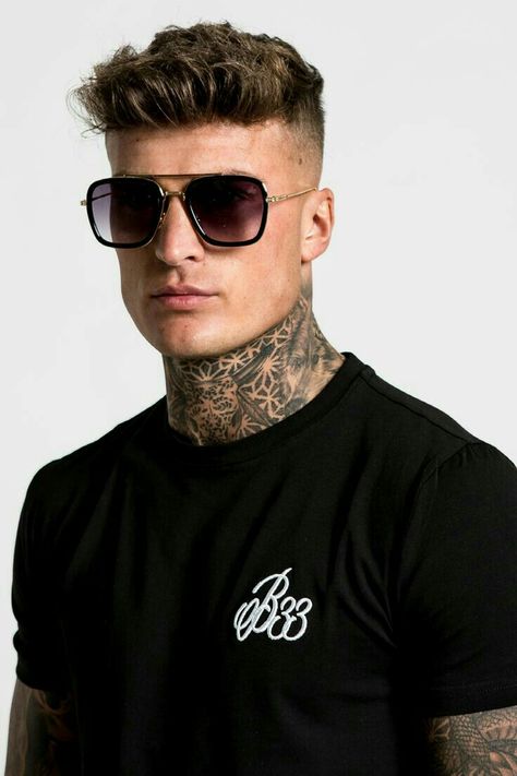 Come Over Haircut Men, Forest Tattoo Sleeve, Popular Boys Haircuts, Guys With Tattoos, Haircuts For Guys, Full Neck Tattoos, Forest Tattoo, Celtic Cross Tattoos, Dyed Hair Men