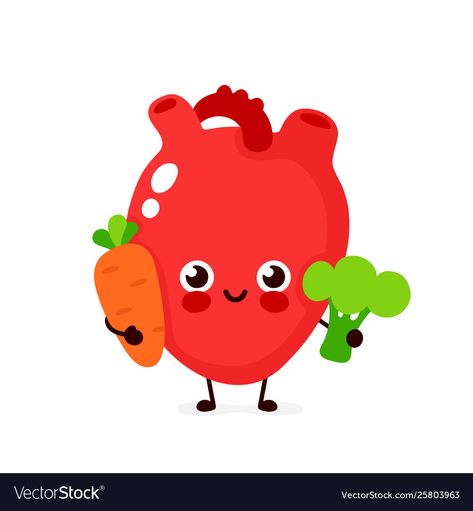 Heart Character Design, Healthy Cartoon, Notion Gif, Cartoons Eating, Heart Character, Heart Organ, Heart Cartoon, Health Teacher, Teacher Cartoon