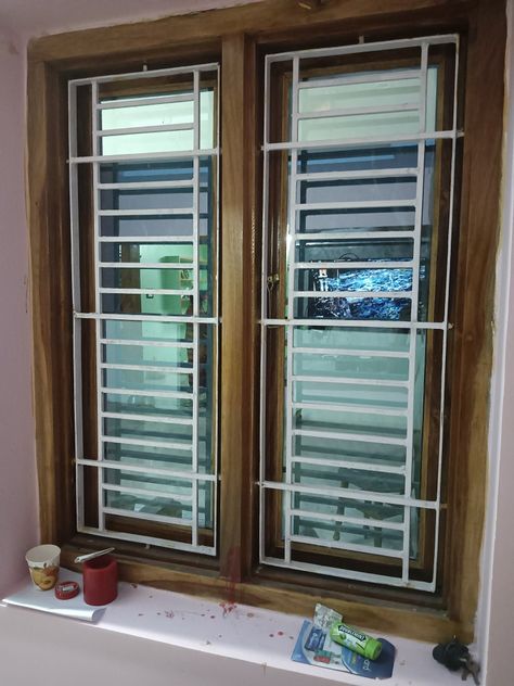 Wooden Window Grill Design, Iron Window Grill Modern, Grill Window, Home Grill Design, Windows Grill, Steel Grill Design, Wooden Window Design, Iron Window Grill, Modern Window Design