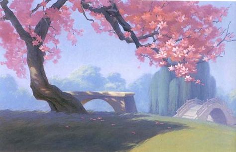 tree idea Concept Art Disney, Doll Backgrounds, Mulan Disney, Disney Background, Disney Concept Art, Landscape Background, Walt Disney Pictures, Arte Disney, Old Disney