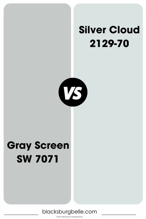 White-passing neutrals like Benjamin Moore Silver Cloud are my favorite shade of gray because of their versatility. This color is similar to Sherwin-Williams Gray Screen in that they both have gray coloring over faint blue undertones but differ in other ways. Silver Cloud Benjamin Moore, Sherwin Williams Gray Screen, White Passing, Gray Screen, Benjamin Moore Gray, Dark Grey Paint, Sherwin Williams Gray, Light Gray Paint, Shade Of Gray