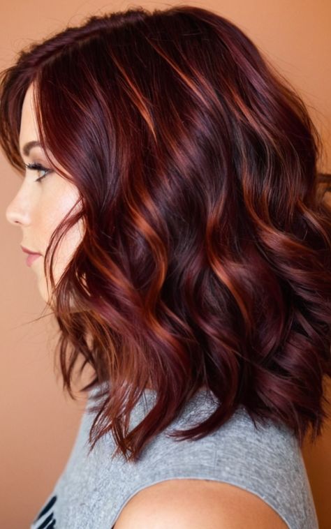 17 Stunning Dark Cherry Hair Color Ideas To Transform Your Look - Best Review Dark Cherry Hair Color, Cherry Red Hair Color, Dark Cherry Hair, Fall Red Hair, Cherry Hair Colors, Red Hair Color Ideas, Dark Fall Hair, Cherry Red Hair, Honey Brown Hair