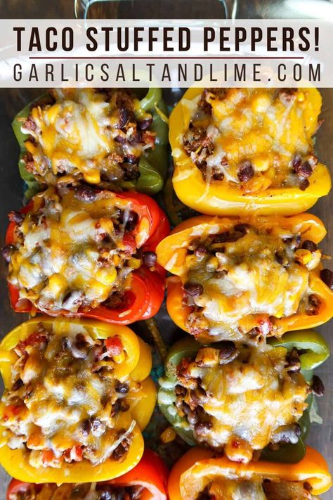 Stuffed Peppers With Ground Turkey, Mexican Stuffed Peppers, Ham And Cheese Quiche, Taco Stuffed Peppers, Beef Taco, Bell Pepper Recipes, Homemade Guacamole, Slices Recipes, Homemade Tacos