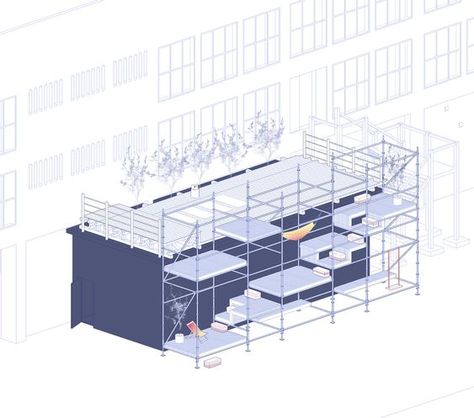 Temporary Architecture, Terrace Building, Module Design, Pavilion Architecture, Concept Diagram, Architecture Graphics, European Architecture, Cultural Architecture, Adaptive Reuse