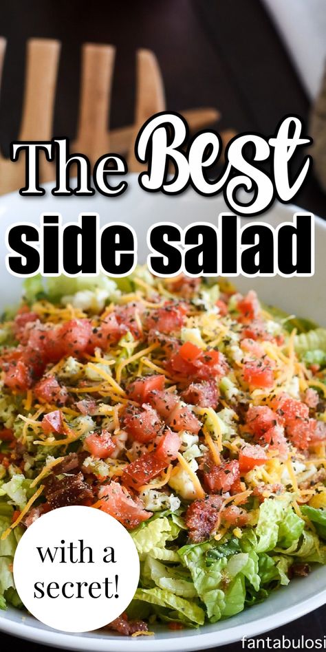 salad in a white bowl on a table Best Side Salad, Best Salads Ever, Side Salad Recipes, Fresh Salad Recipes, Salad Dishes, Best Salad Recipes, Salad Side Dishes, Salad Dressing Recipes, Pasta Salad Recipes