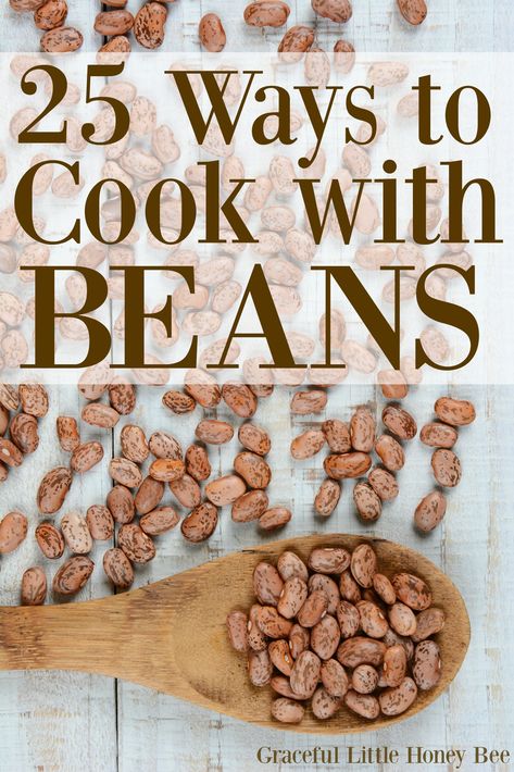 25 Ways to Cook with Beans - Graceful Little Honey Bee Dry Beans Recipe, Frugal Cooking, Cooking Dried Beans, How To Cook Beans, Frugal Meals, Cheap Eats, Dried Beans, Bean Recipes, Cheap Meals