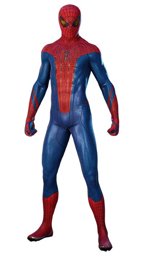 The Amazing Suit is a suit players may equip in Marvel's Spider-Man and Marvel's Spider-Man 2. It is a free suit provided as part of the 1.19 update for the game. It does not possess an associated suit power. It also does not possess any suit styles in the second game due to it being a movie suit. The Amazing Suit heavily resembles the classic suit in color design. As such, it possesses a blue and red scheme, with red covering the torso, legs, feet and back while blue surrounds the upper legs Iron Man Pictures, Spider Man Costume, Justice League Comics, Symbiote Spiderman, Suit Styles, Spiderman Suits, Spider Man 2, Ultimate Spiderman, Star Wars Fan Art